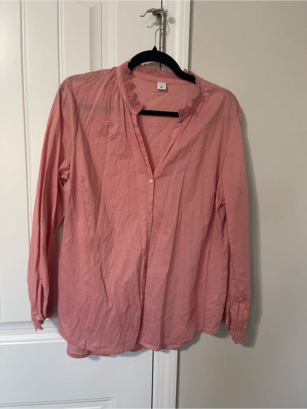 Old Navy Pink Lace-Trim Button Down Shirt